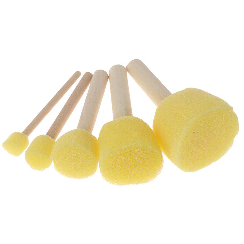 5pcs/lot Wooden Handle Sponge Rod Set Water Absorbing Clay Sculpture DIY .l8