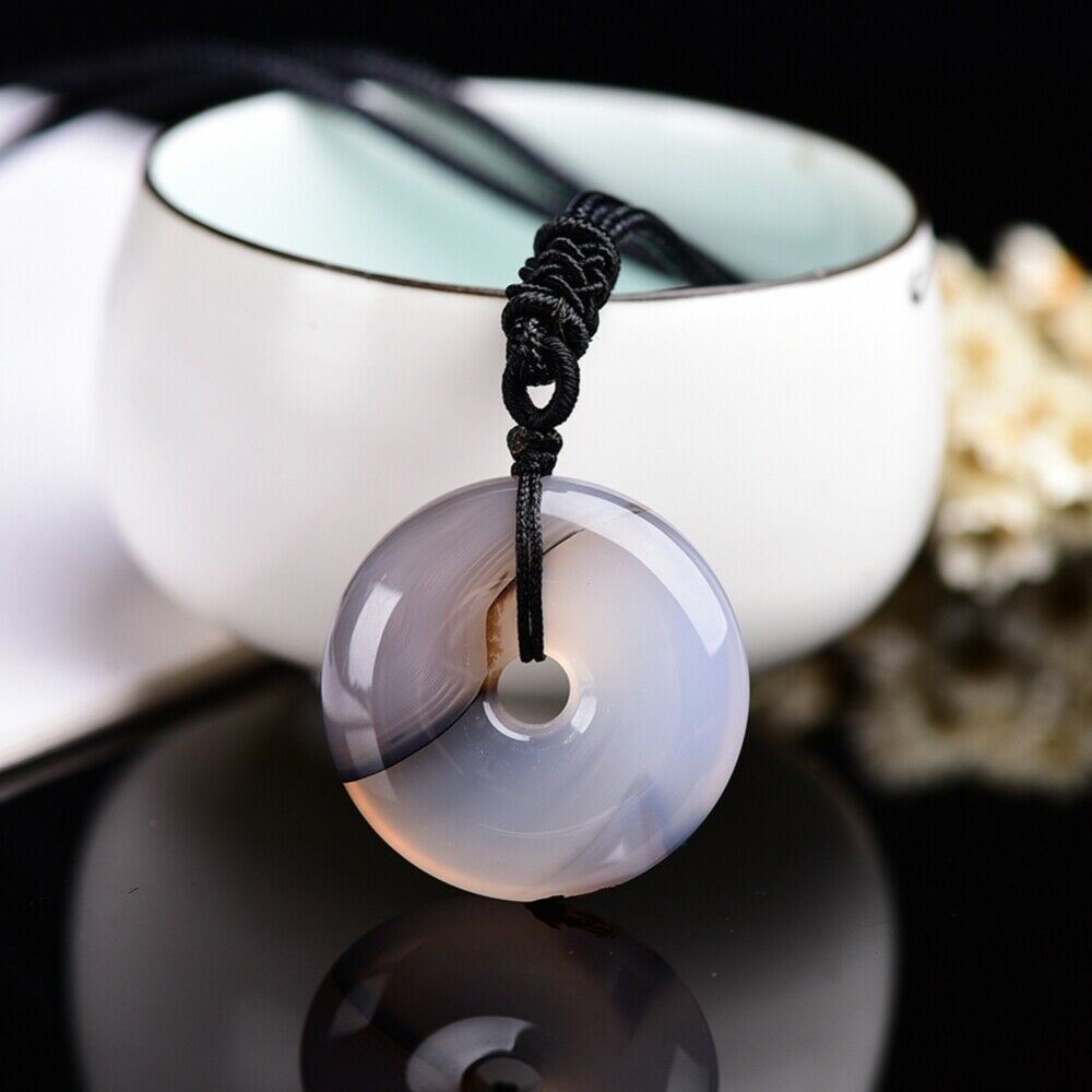 New Natural Healing Crystal Stone Necklace  Safety Button Pendant Amulet Jewelry
