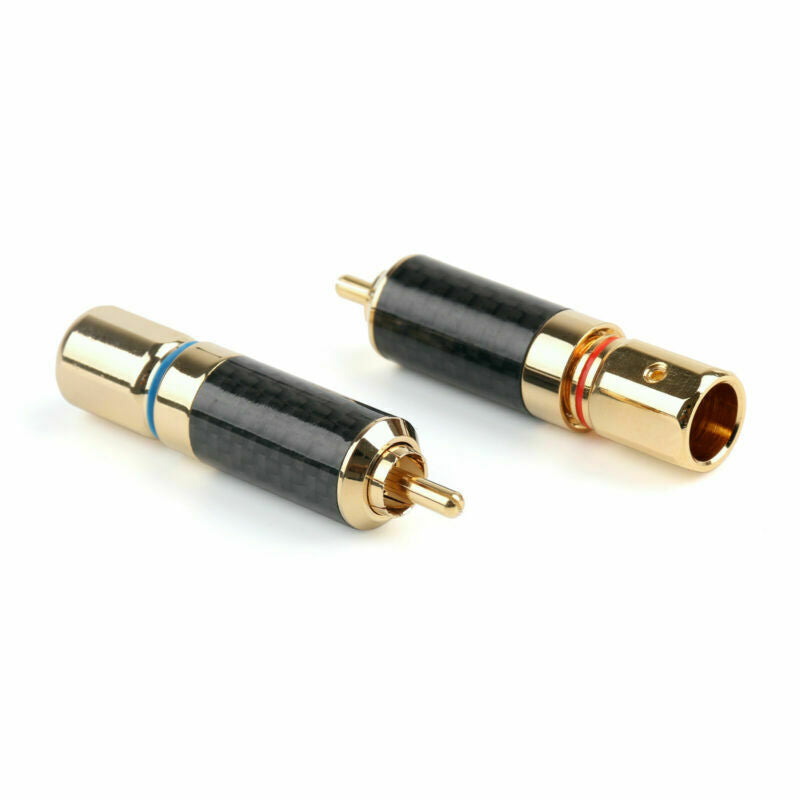 2 PCS Audiophile Copper Rhodium Plated RCA Jack Plug Solder DIY  AT2