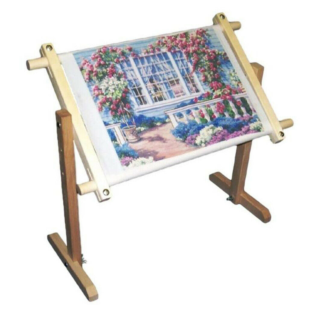 Tabletop Embroidery Hoop Lap Stand Frame Adjustable Solid Wood Cross Stitch Rack