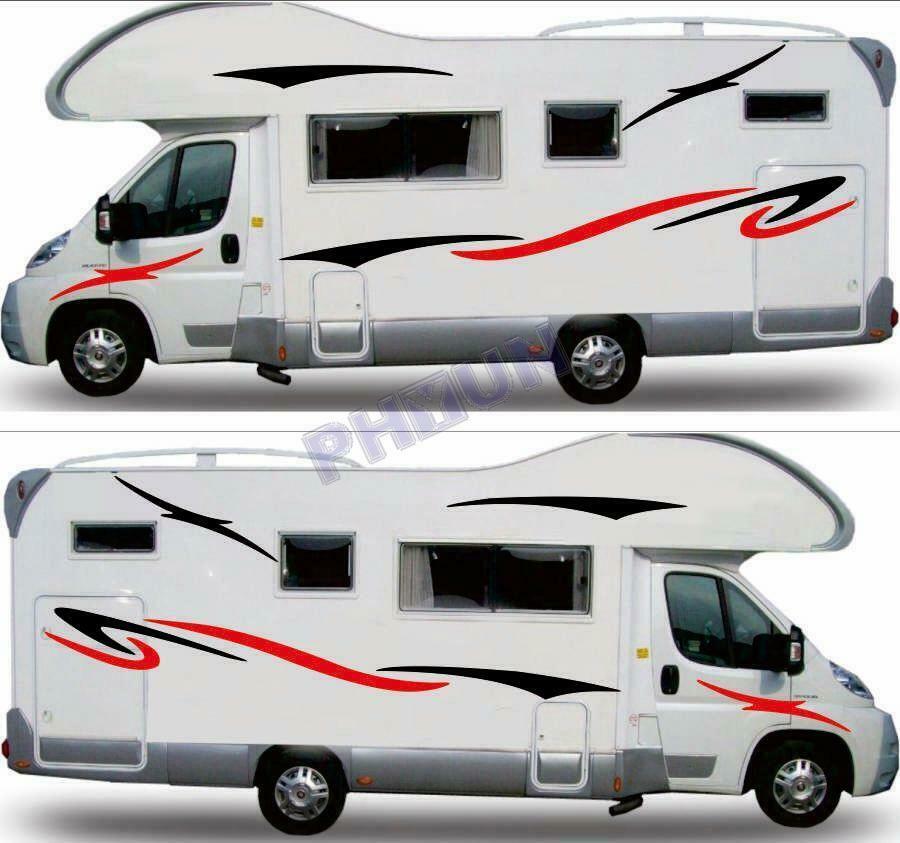 For Caravan Travel Trailer Camper Van Stripes Graphics Two Side Vinyl Stickers