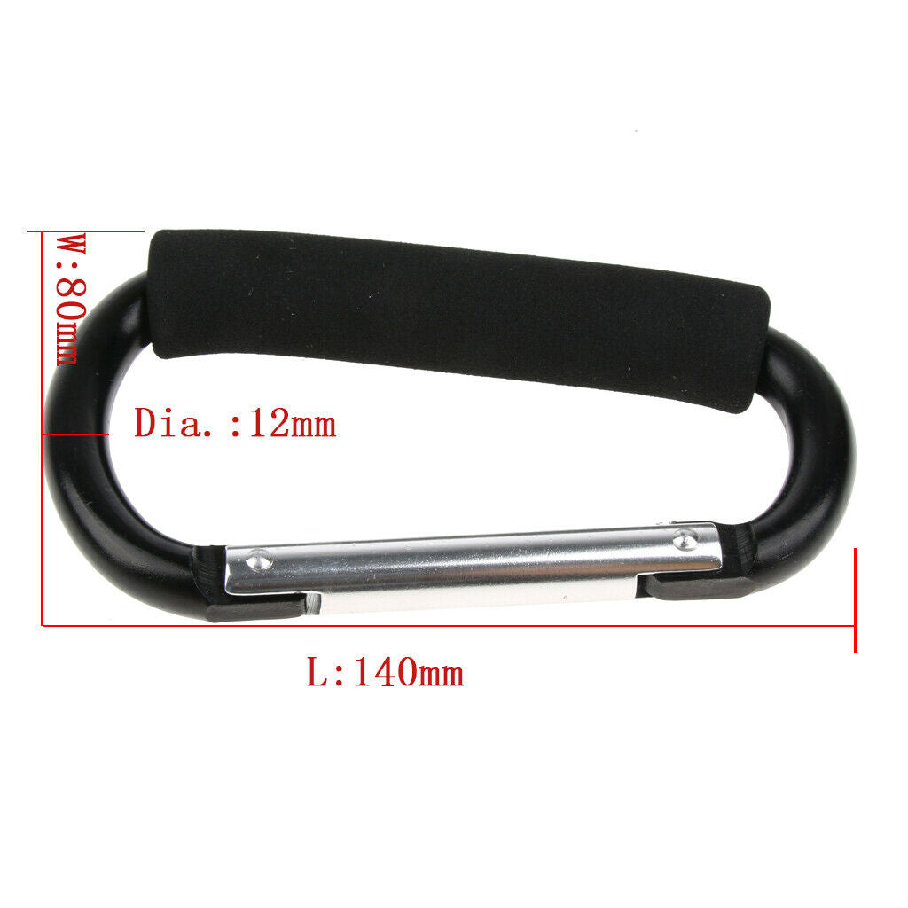 140mm Large Alumi Carabiner D Shape Buckles Pack Keychain with Sponge Black