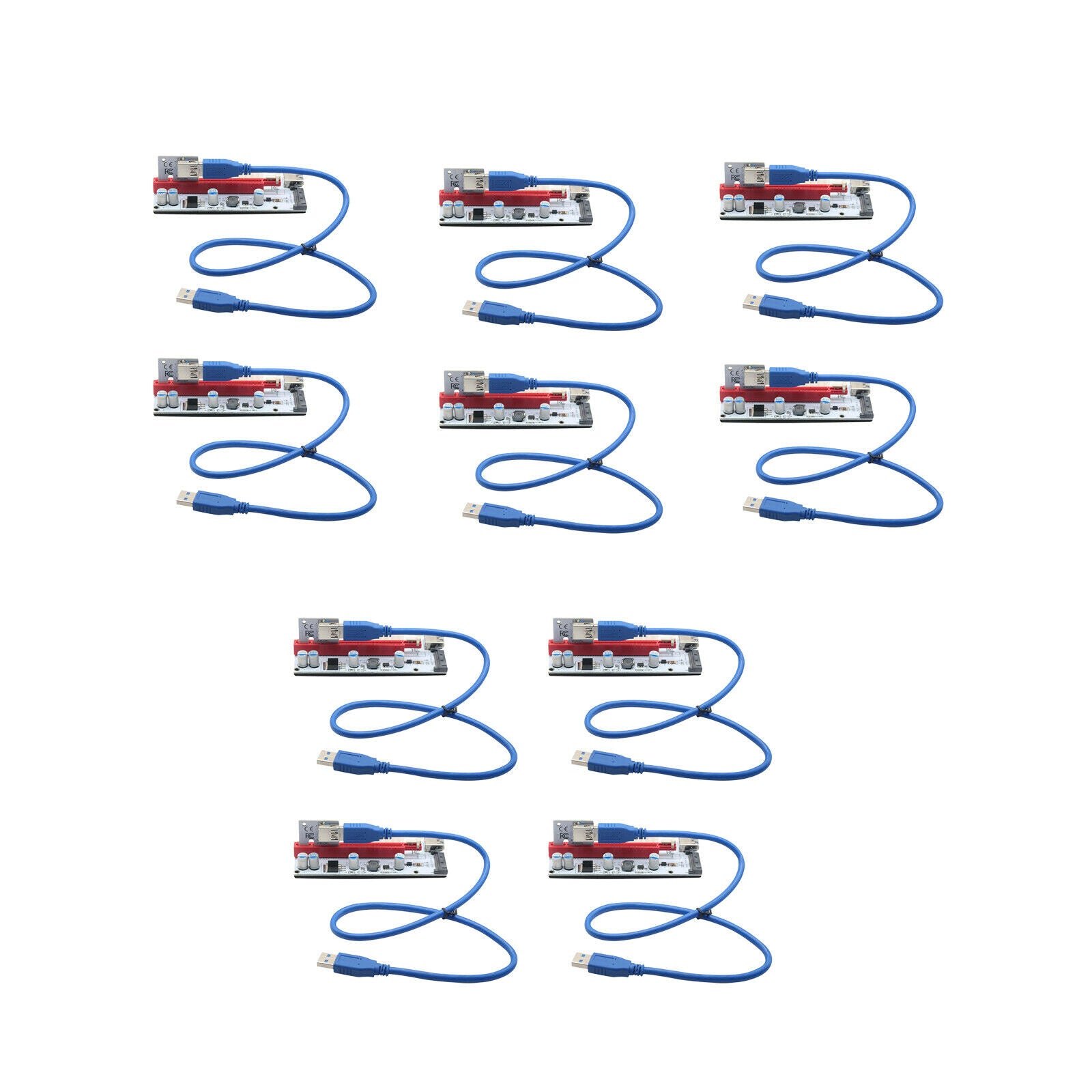 10Pcs PCI-E Express Riser Card 008s 1x to 16x Adapter Card USB3.0 Extender