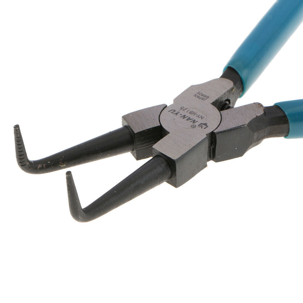 BLUE Bent External Circlip Pliers - 225x80mm/8.86x3.15inch, Heavy Duty