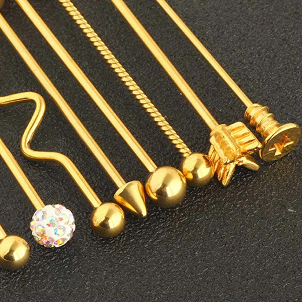 2 Sets 16pcs Industrial Piercing Ball Barbell Ear Bar Earring Women Jewelry