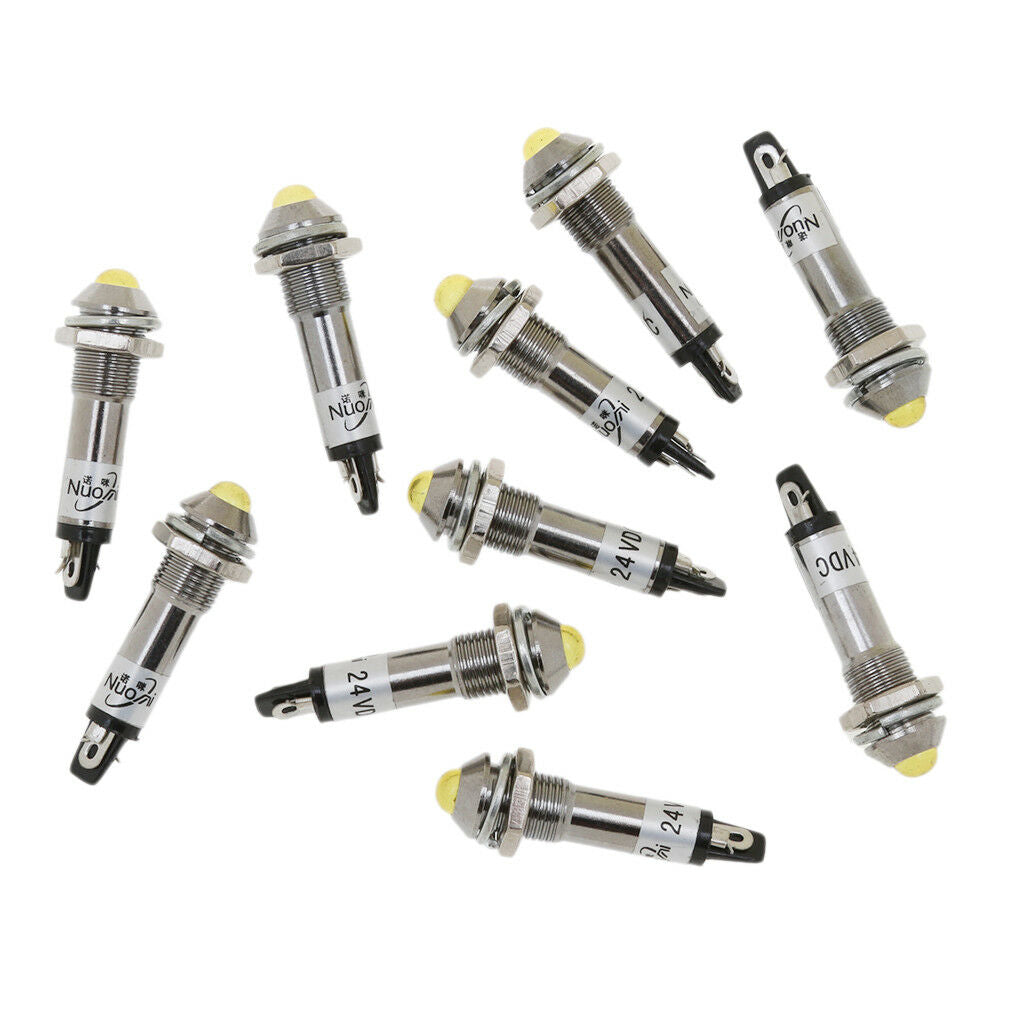 3 Sets of 10pcs LED 8mm Car Panel Indicator Light Lamp 24V Green Red Yellow