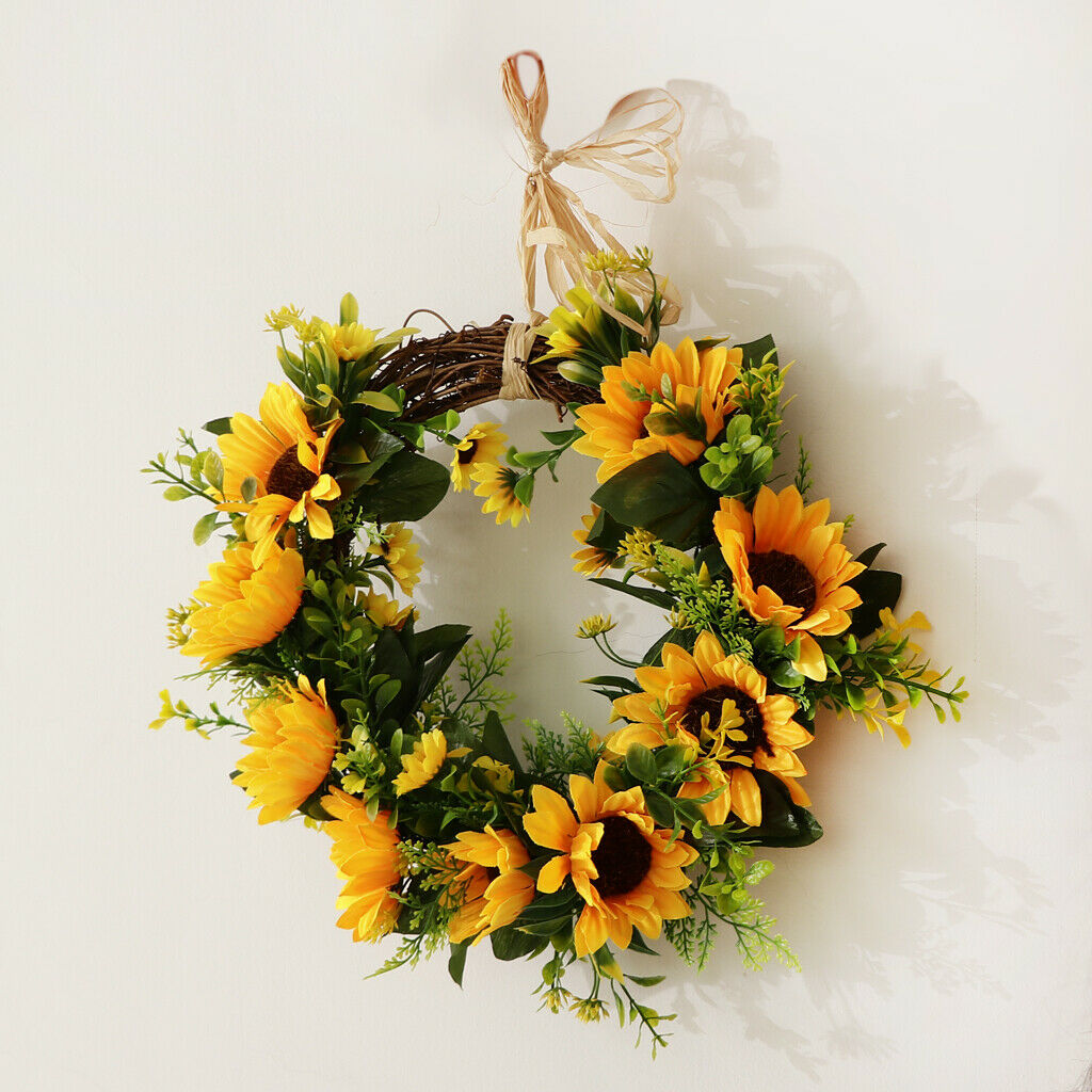 Christmas Artificial Rattan Silk Sunflower Wreath Home Front Door Decorations