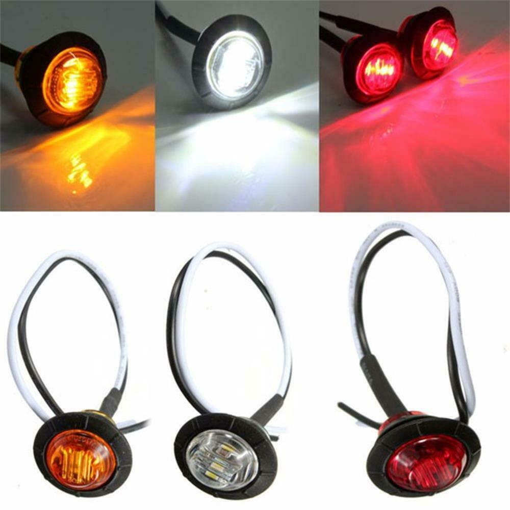 10Pcs 3/4" Round LED Clearence Front Rear Side Marker Indicators Light Truck Car