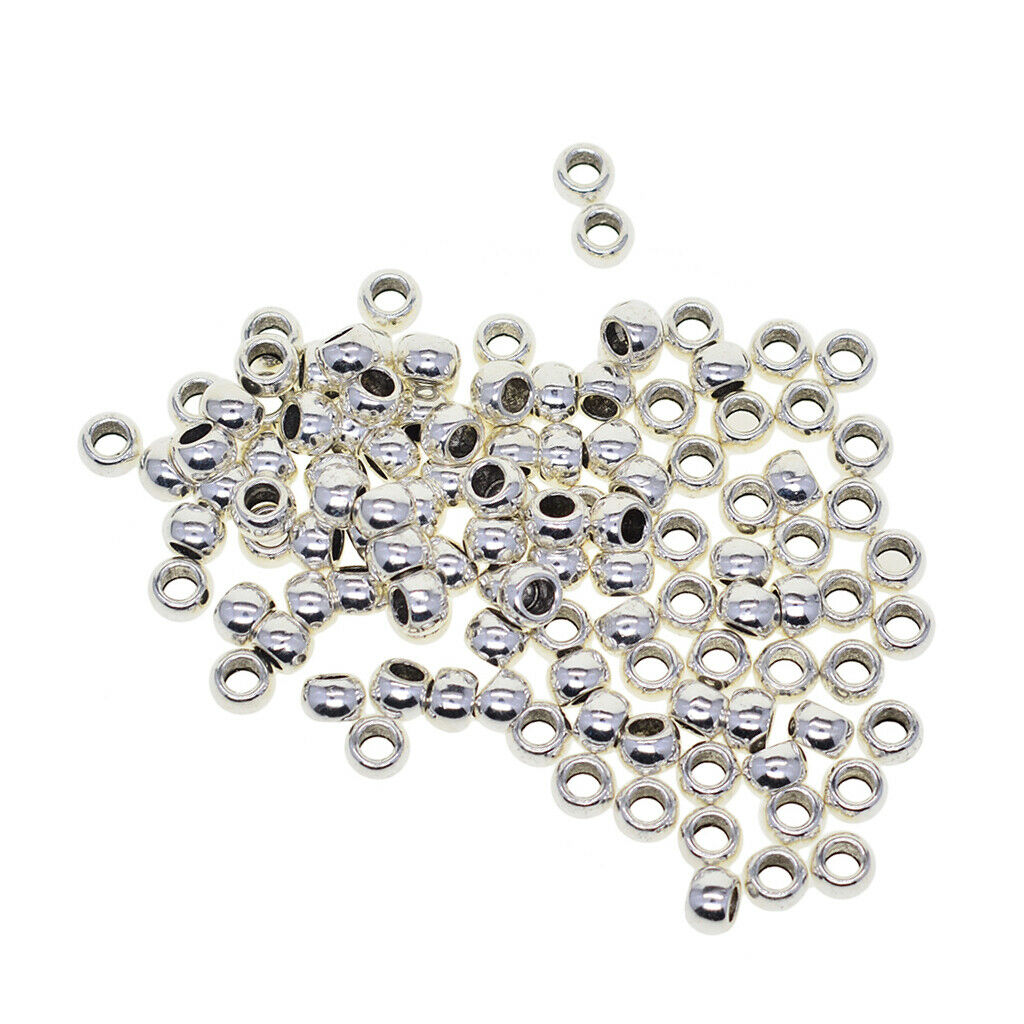 100 Pcs Alloy Round Loose Spacer Rondelle Beads Jewelry Making