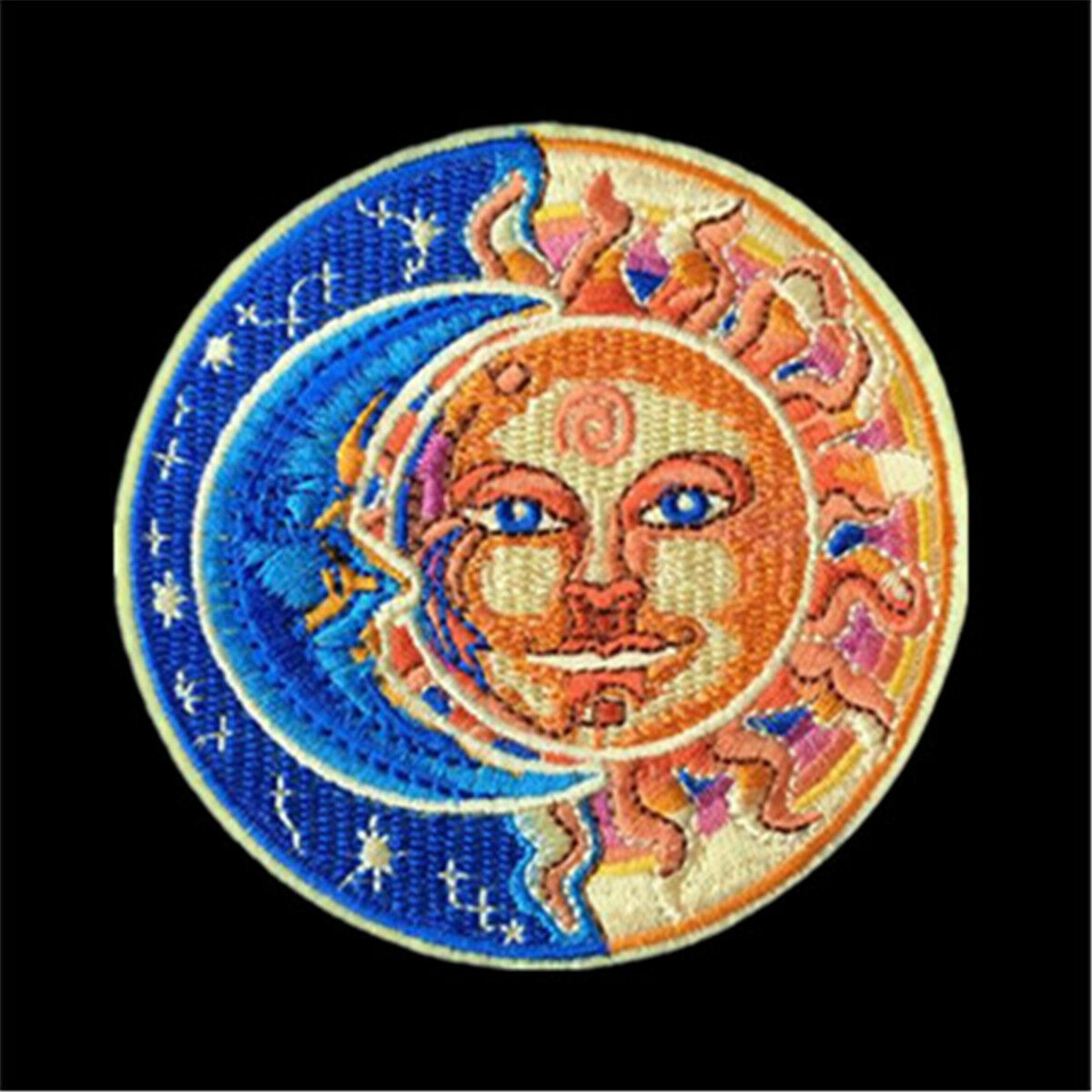 2PCS Moon and Sun Patch for Clothing Iron on Embroidered Sew Applique Cute Patch