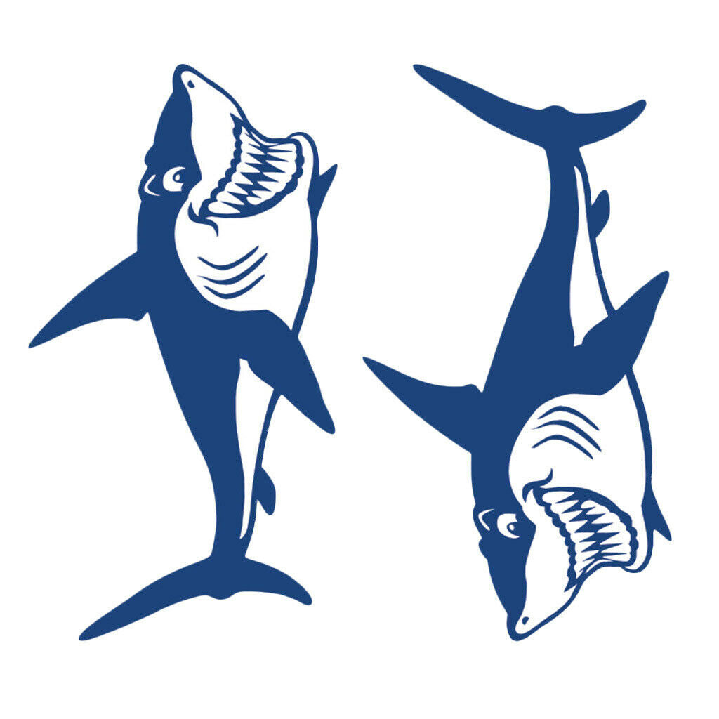 4 Pieces Reflective Stickers Shark +  Mouth Decals Kayak Ocean Boat Car Bumper
