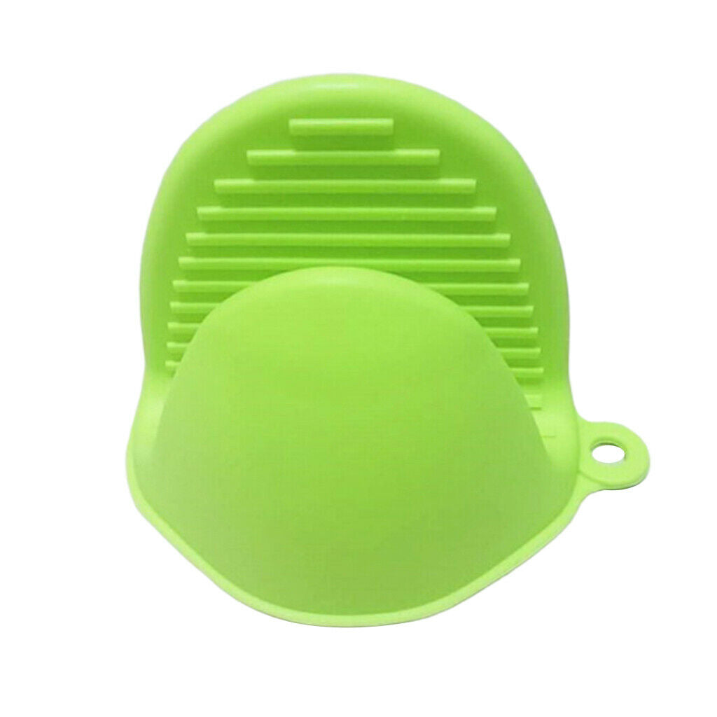 Rose Red & Green Silicone Gloves Heat Resistant Pot BBQ Mitt Hand Clip