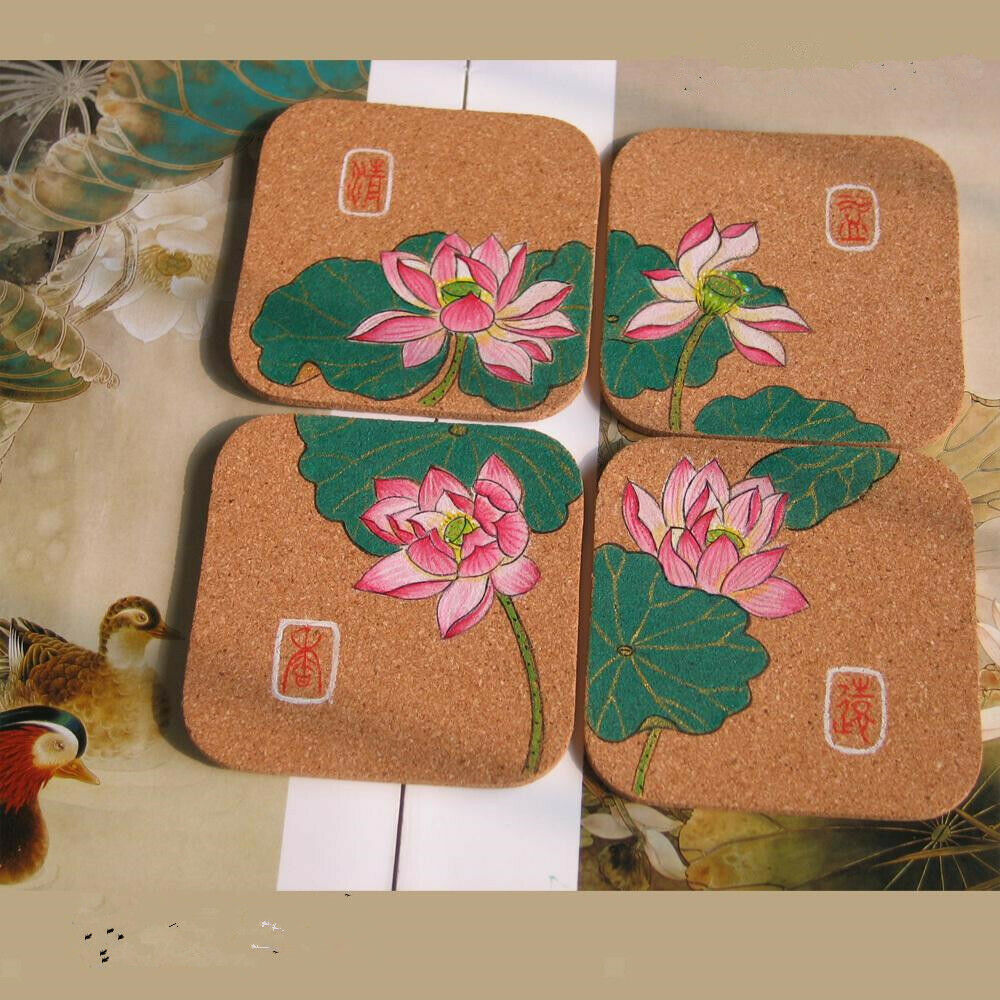 10x Self-Adhesive Cork Backing Sheets Cork Tiles Coaster For Wall Bulletin Board