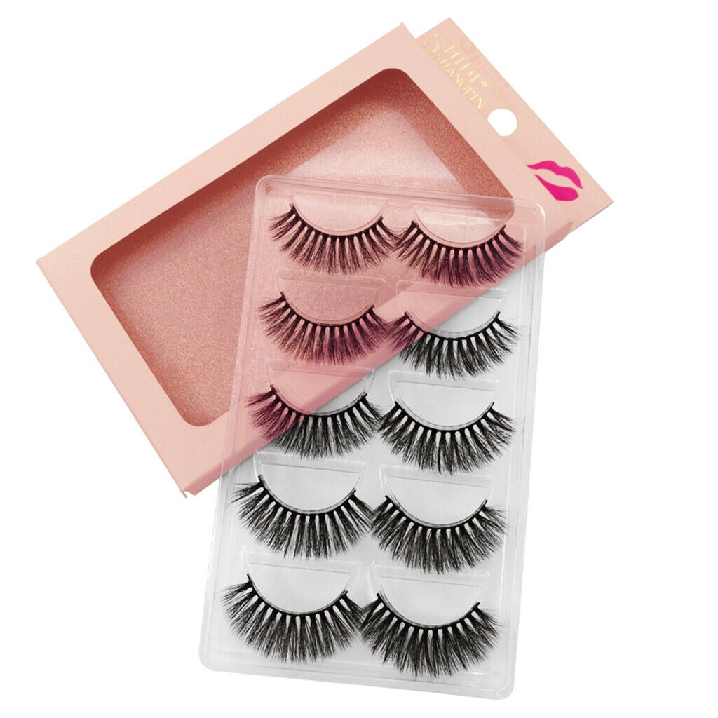 5 Pairs Mink Long Messy Cross Thick False Eyelashes for Lash Extension G904