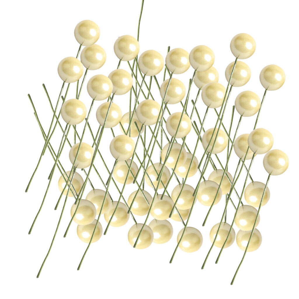 100 Pieces Mini Berries Artificial Foam Flower Fruit Stamens Decor Milk Yellow