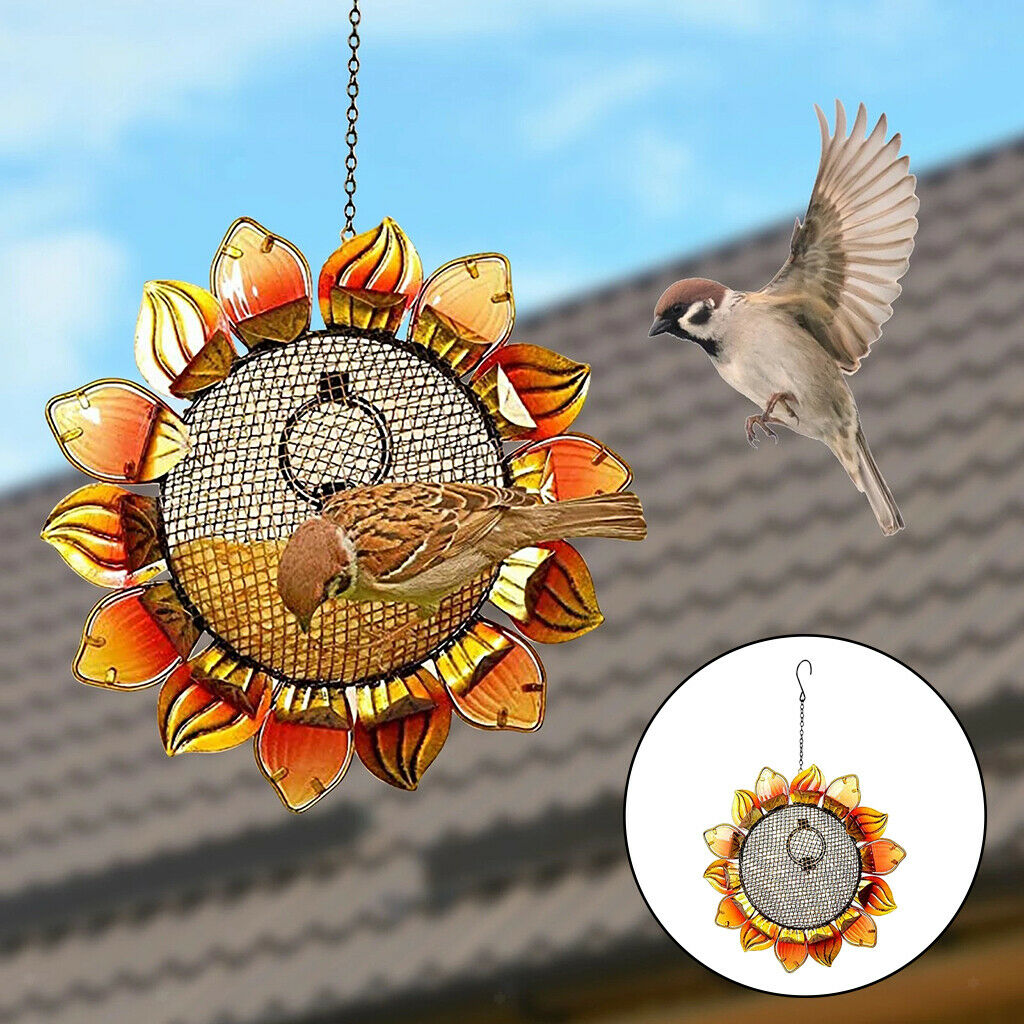 Bird Feeder Squirrel Guard Metal Sunflower Shaped Hanging 28cm