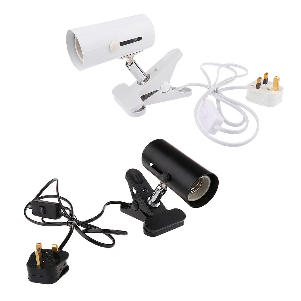 Reptile Amphibians Terrarium Ceramic UVB Bulb Lamp Holder E27 UK Plug Black