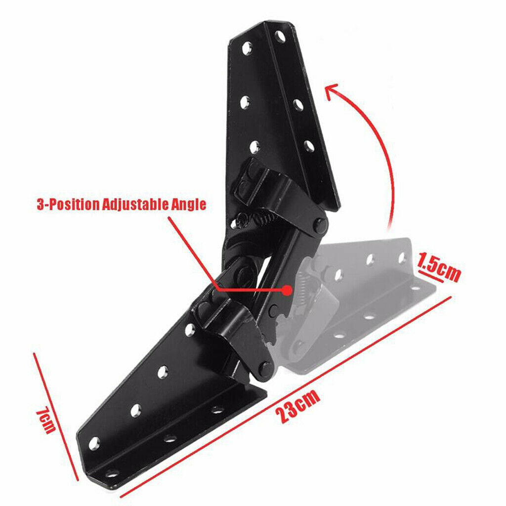 2x Adjustable Angle 3-Positions Mechanism Hinges for Home Sofa Couch Black