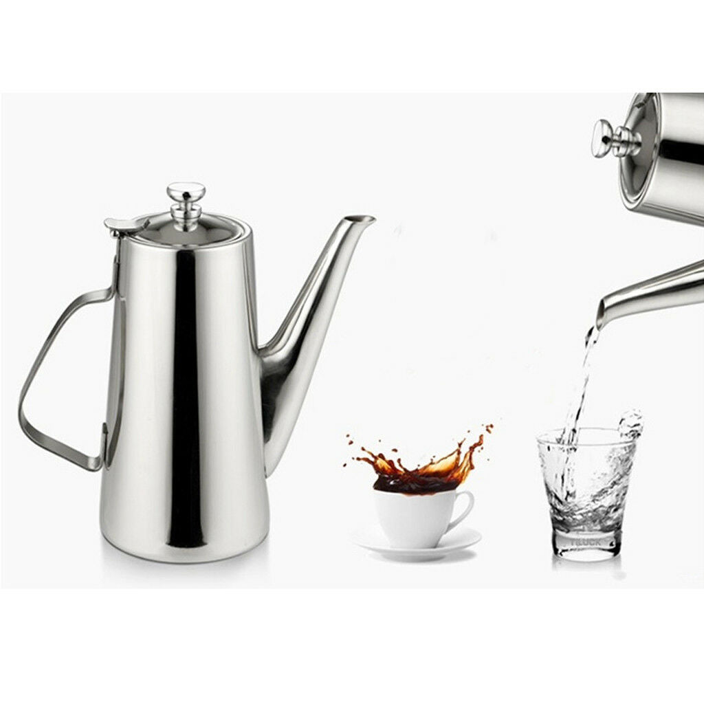 2L Stainless Steel Tea pot Coffee Kitchen Flip Lid Handle Teapot Jug #1