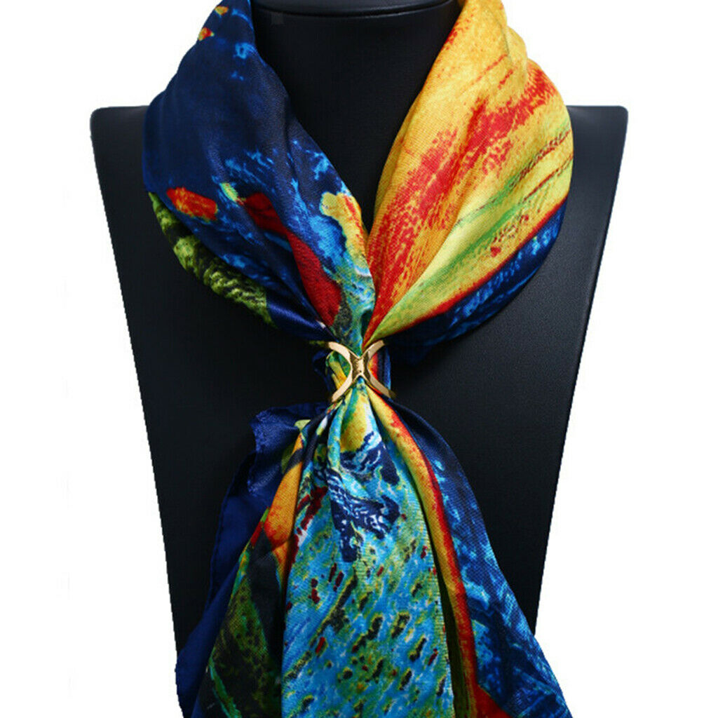 4 Piece Women Silk Chiffon Scarf Clip Ring Holder Wedding Party Cross Buckle