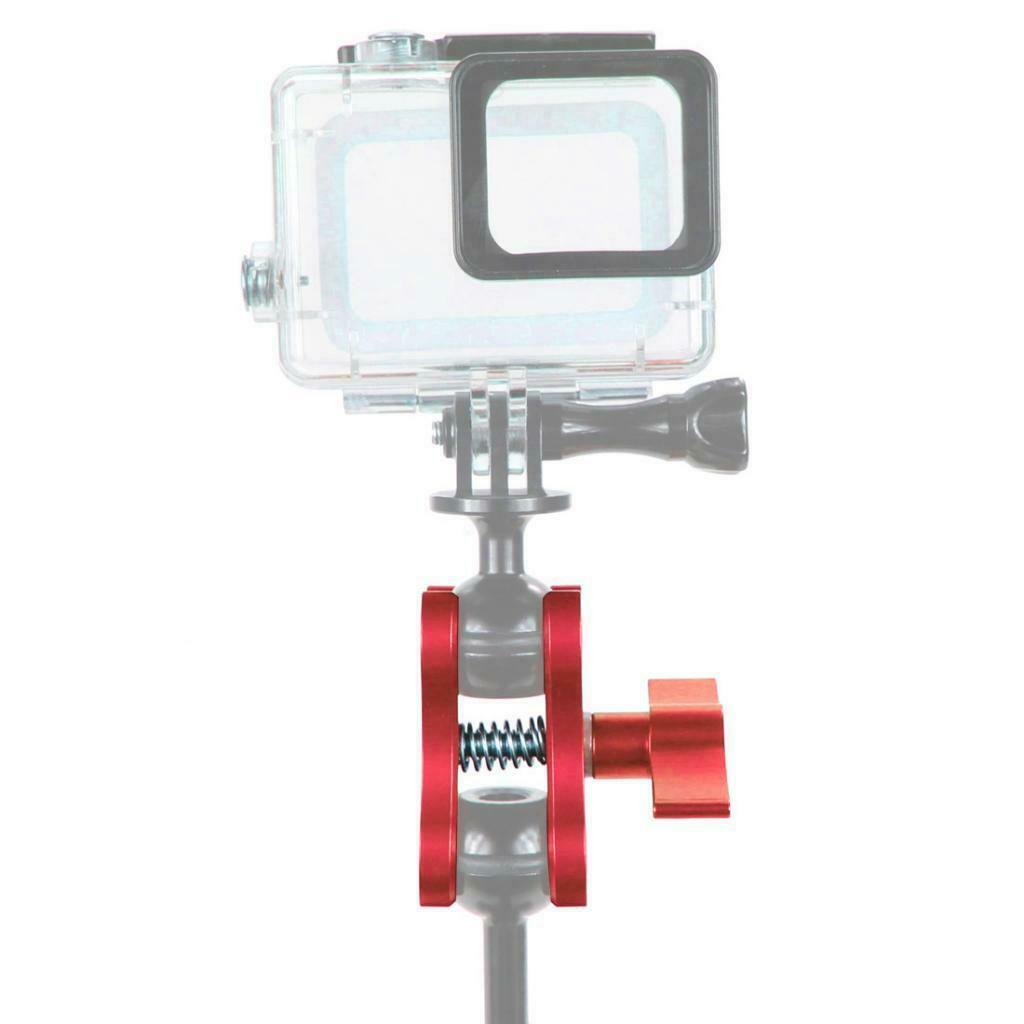 Aluminum Alloy Double Holes Diving Butterfly Ball Clamp Light Arm Clip Red