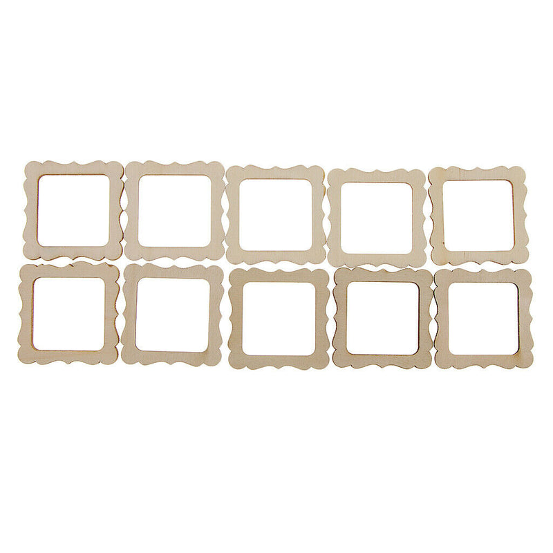 20x WOODEN PHOTO FRAME SQUARE  CUT WOOD PIECES CRAFT DIY SCRAPBOOK CARD