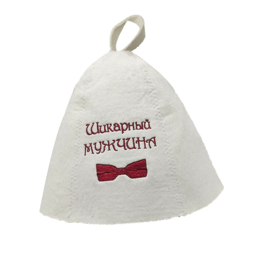 Pack of 5 Wool Sauna Hat White With Embroidery Patterns for Sauna Bath Room -