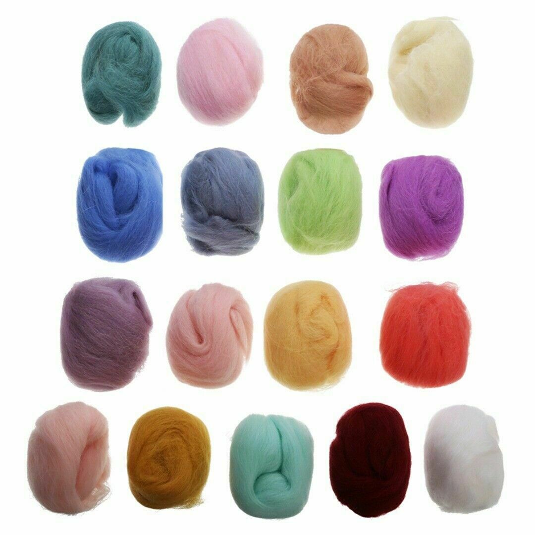 Merino Wool Fibre Roving For Needle Felting Hand DIY Craft 5g 17Colors