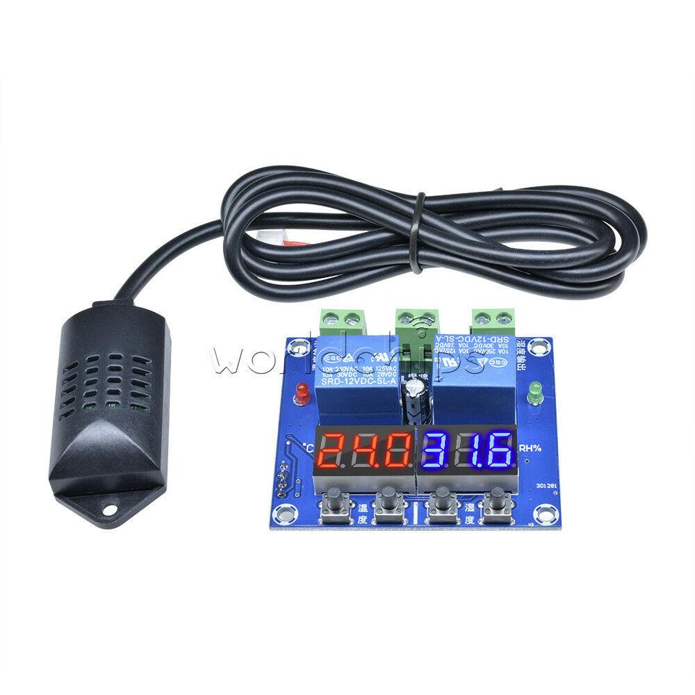 DC 12V Dual LED Temperature & Humidity Control XH-M452 Thermostat +Sensor Probe