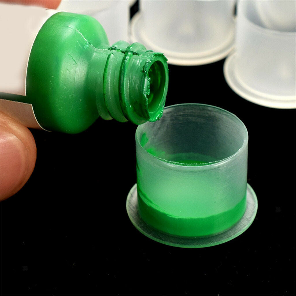 Bulk 100 Pcs Clear Plastic Tattoo Ink Cups Caps with Flat Base Non Spill Top