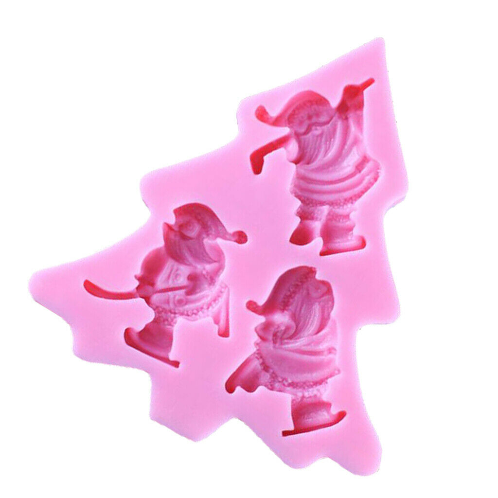 Silicone Christmas Skiing Santa Mold for Fondant Cake Making Baking Tool