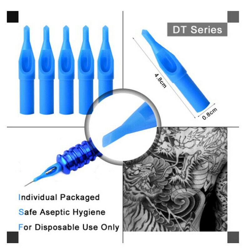 50Pcs Sterile Disposable Tattoo Nozzle Tips Needle Tube Mixed Sizes RT+DT+FT Tt