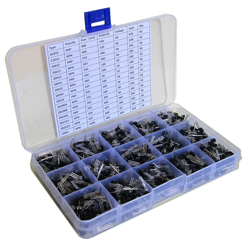 750pcs General Signal Bipolar Transistor TO-92 Assortment Box Kit
