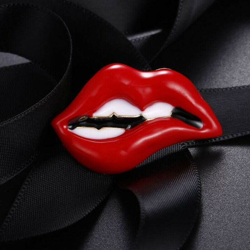 Fashion Women Red Lips Brooch Pin Collar Decoration Badge Corsage Jewelry Gif Qx