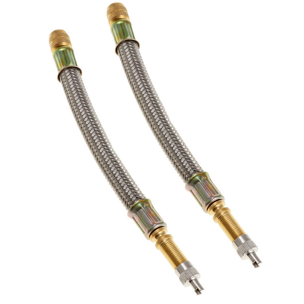 2X 150mm 304 Stainless Steel Braided Wheel Tire Tyre Valve Extension Adaptor
