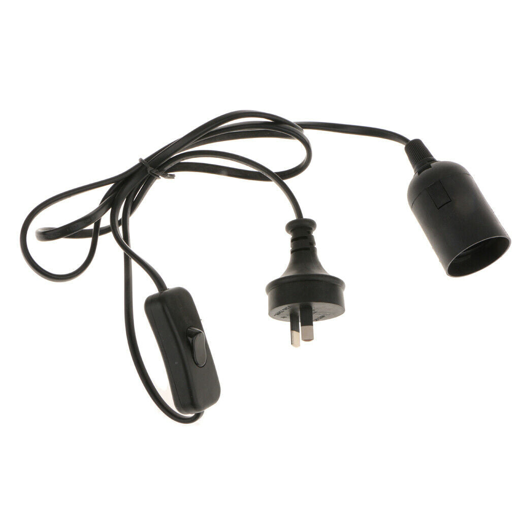 2pcs Black E27 Light Bulb Cord Socket Electric Light Socket with Switch