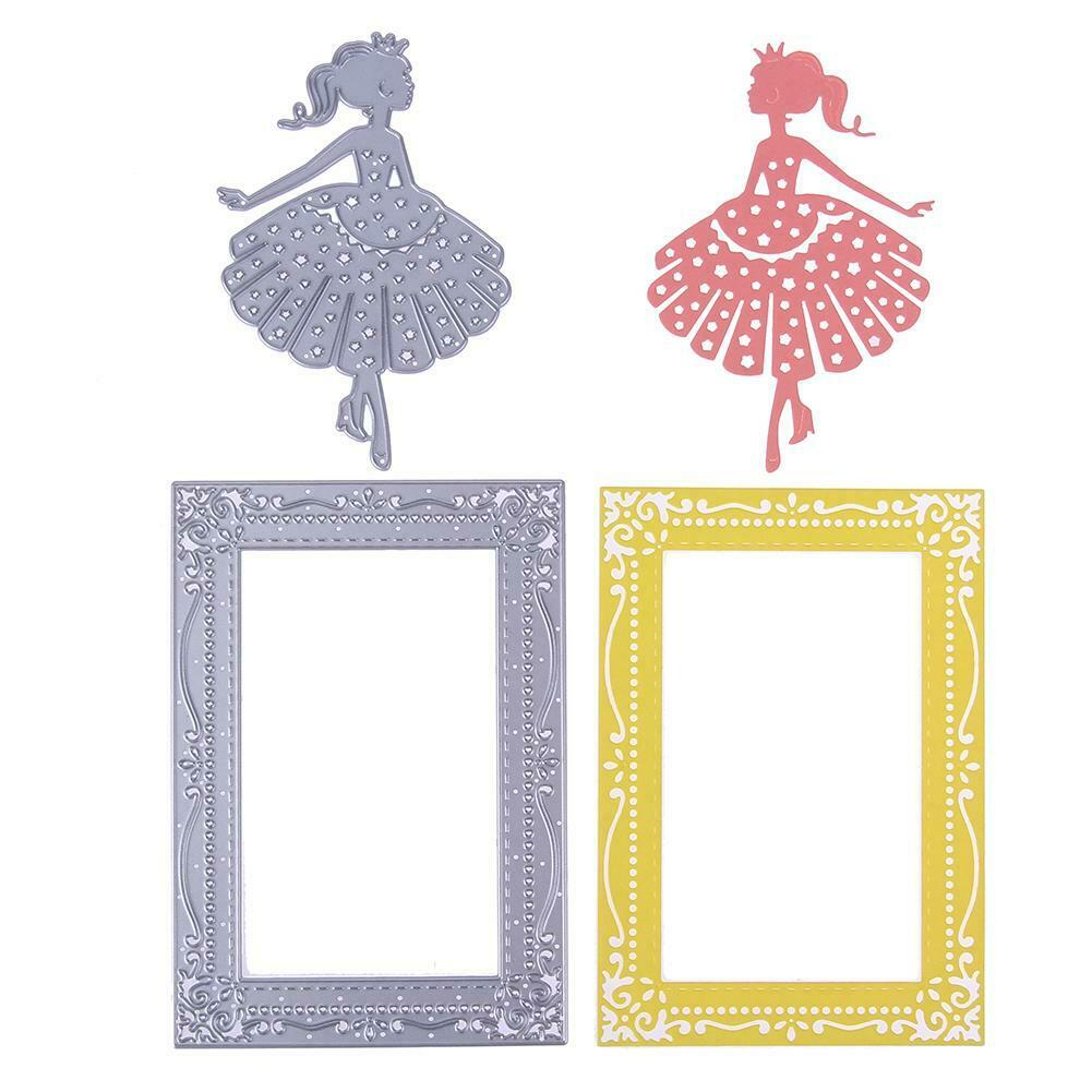 2pcs Metal Cutting Dies Dressing Girl DIY Scrapbook Embossing Stencil Craft @