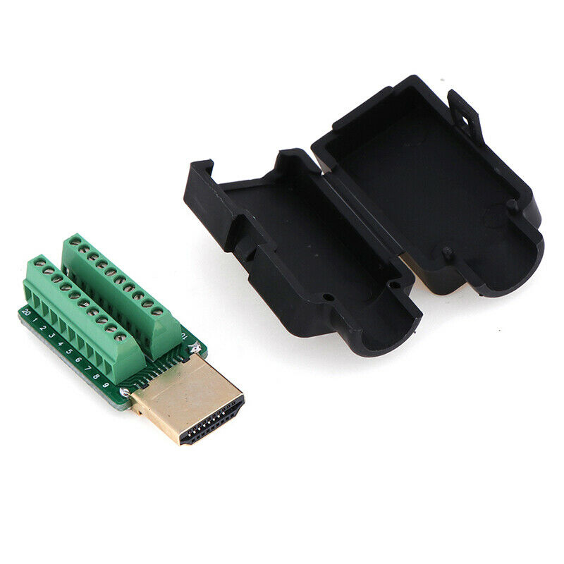 HDMI Male 19P Plug Breakout Terminals Solderless Connector With Cover pwATAY1