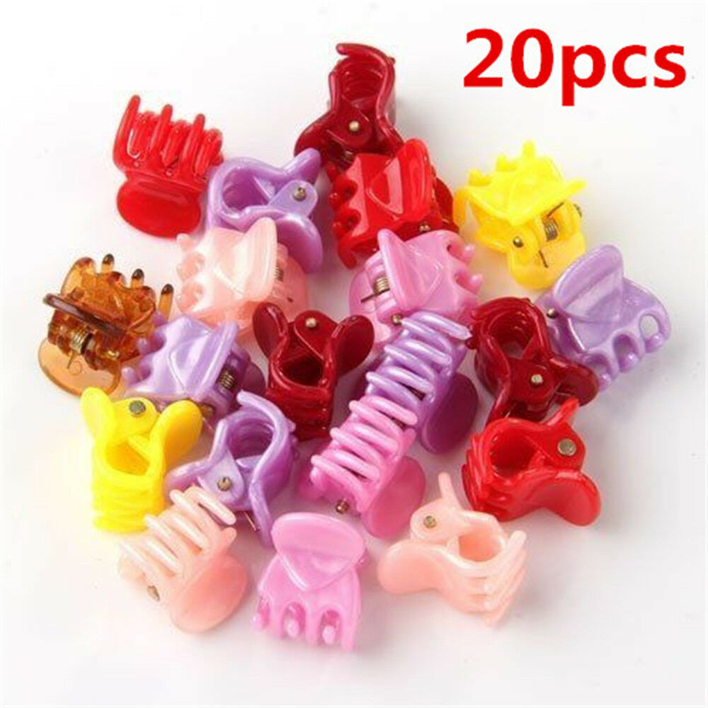 20PCS Bow Tie Kids Colorful Assorted Mini Small Plastic Hair Clips Claws Clamps