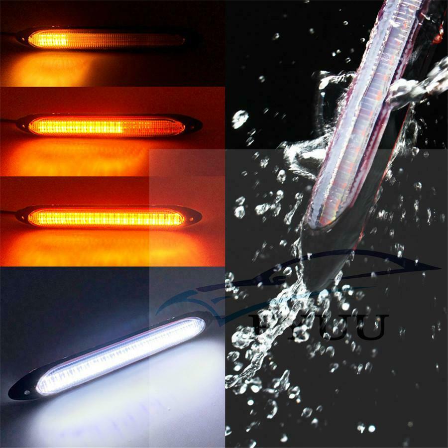 2pc 15.5cm Car DRL LED Daytime Running Lights 12V White Amber Switch Turn Signal