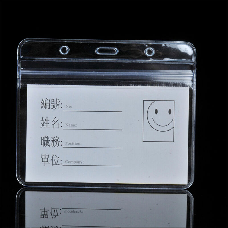 10 pcs/set ID Badge Card 95x80mm Plastic Pocket Holder Clear Pouches Lt
