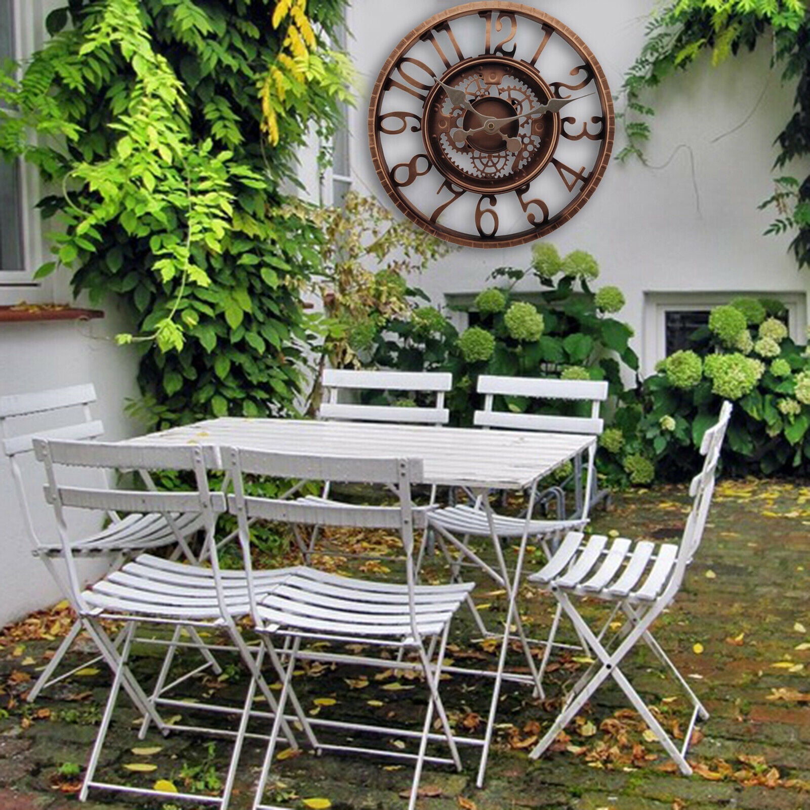 Outdoor Retro Wall Clock Silent 12 Inch for Living Room Kitchen Outside