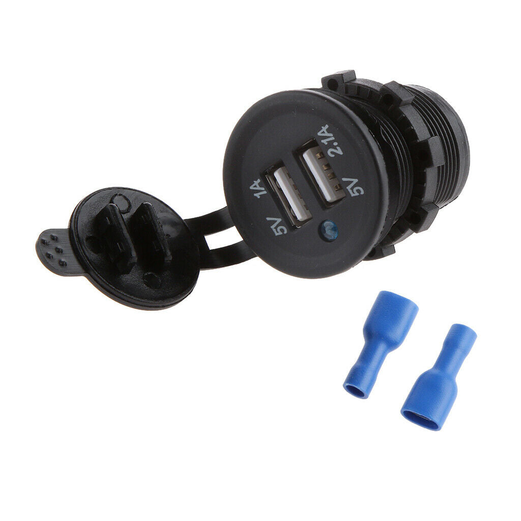 Waterproof 12V-24V 3.1A Motorcycle Car Boat Dual USB Power Charger Splitter