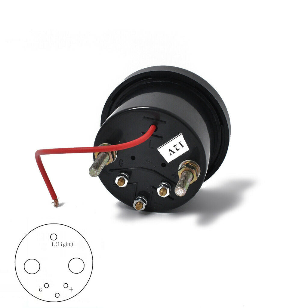 12V 52mm Boat Marine LED Backlight E-1/2-F Fuel Level Gauge + 350mm Sensor