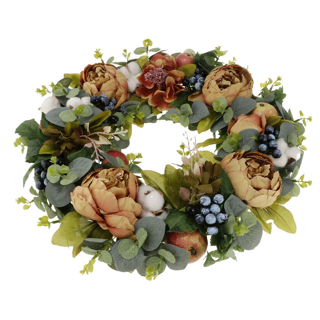 Artificial Rattan Peony Flower Wreath Door Wreath Christmas Party Decor