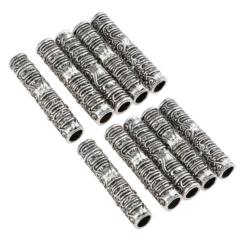 10x Long Hair Cuffs Alloy Dreadlock Beads For DIY Hairstyle Braids Ponytail