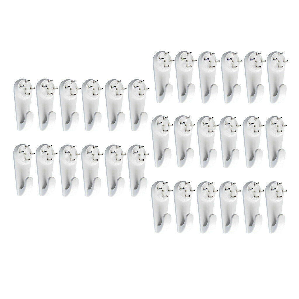 30 pieces Plastic Hard Wall Hooks Picture Frame Hanging Hooks & Nails Set
