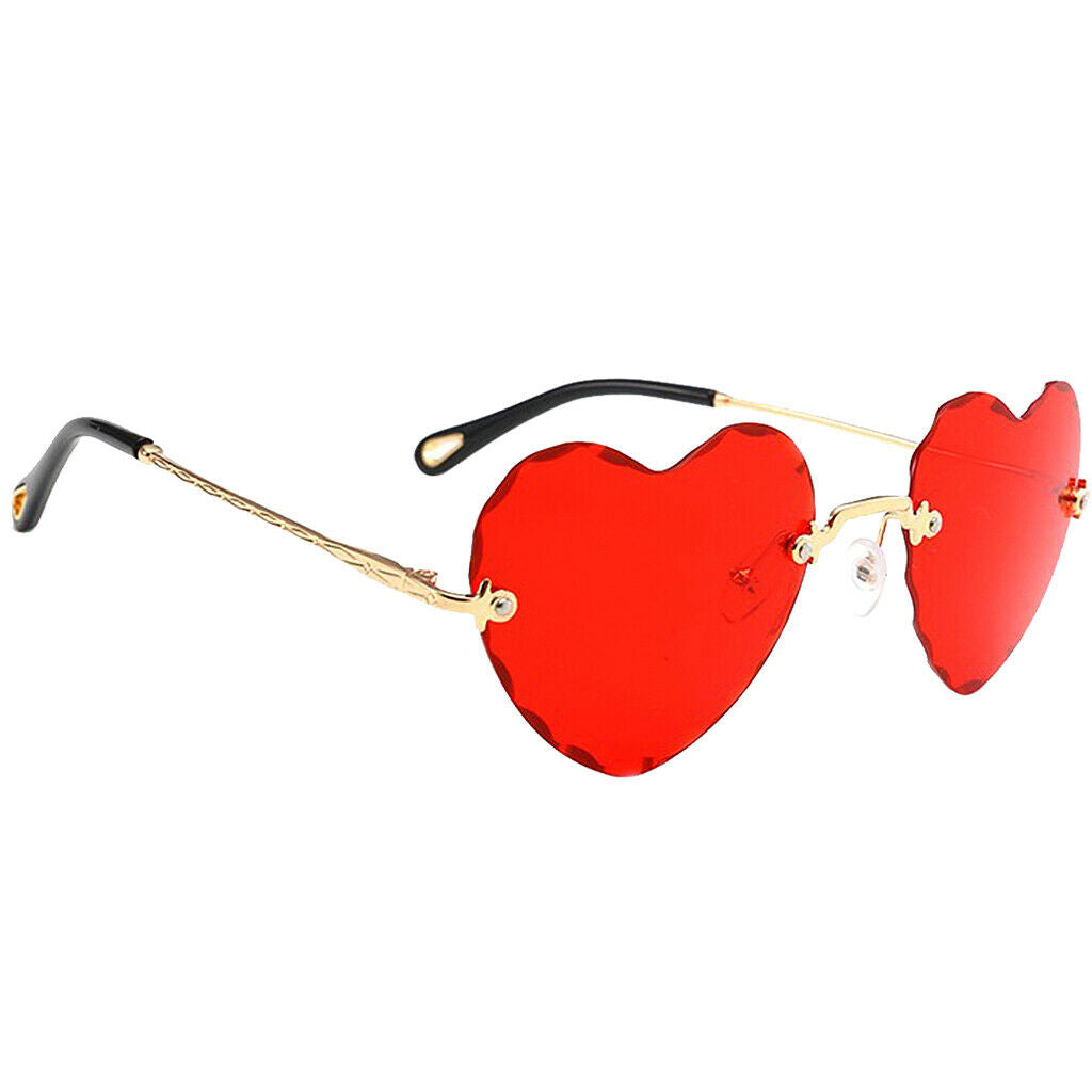 2 Pieces Women Rimless Heart Shape Ultralight UV400 Protection Sun Glasses