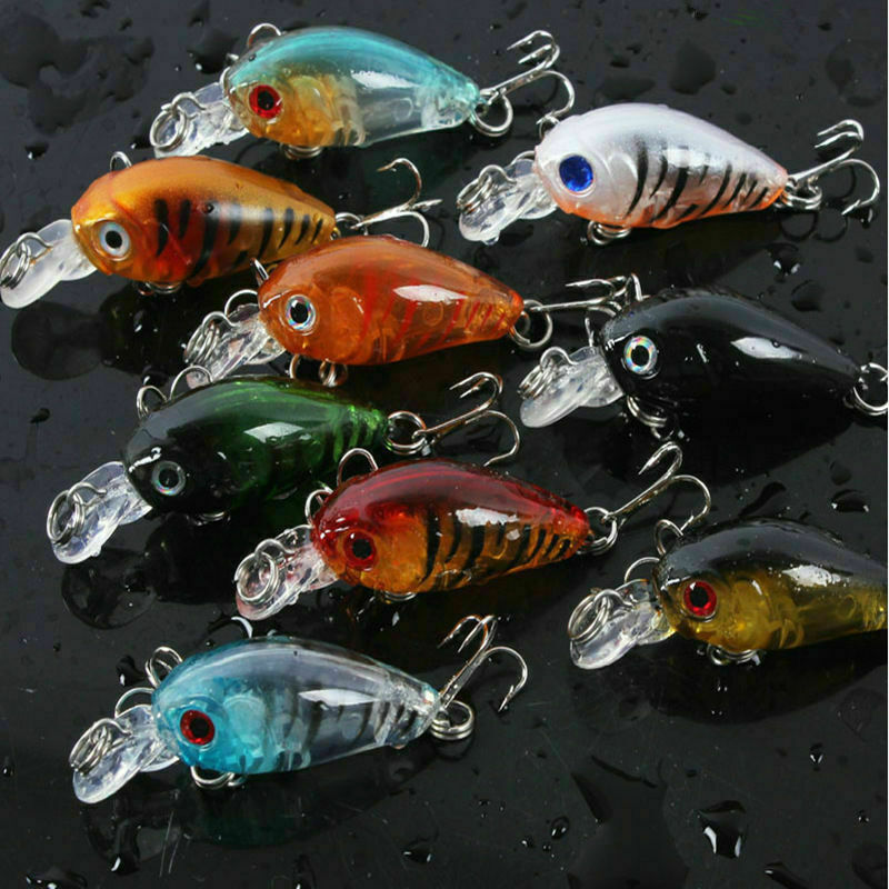 5x/set Fishing Lures Crankbaits Treble Hooks Randomly Baits Tackle Bass Minnow