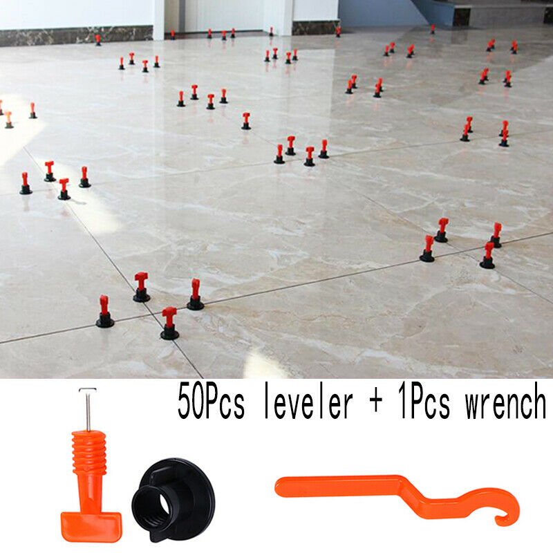 50Pcs/set Flat Ceramic Floor Wall Construction Tools Tile Leveling System Kit